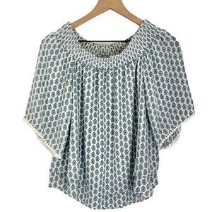 Banana Republic Factory Floral‎ Off The Shoulder Top Blue and White Size Small